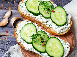 Cottage cheese and cucumber on toast