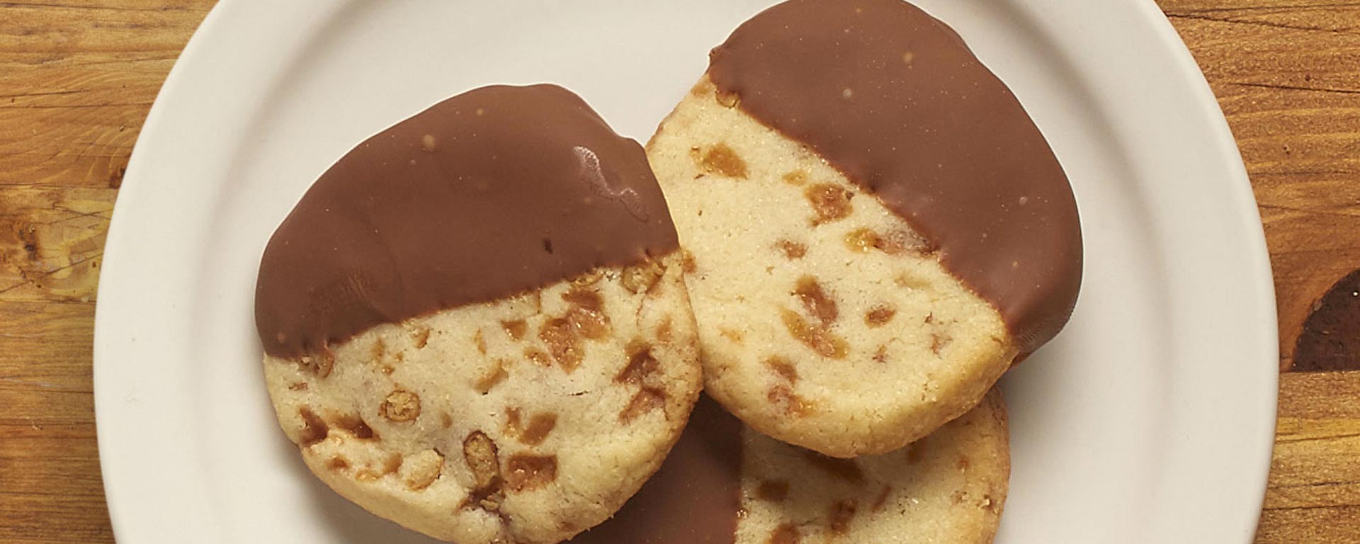 Photo of - Chocolate Dipped Pretzel Toffee Shortbreads