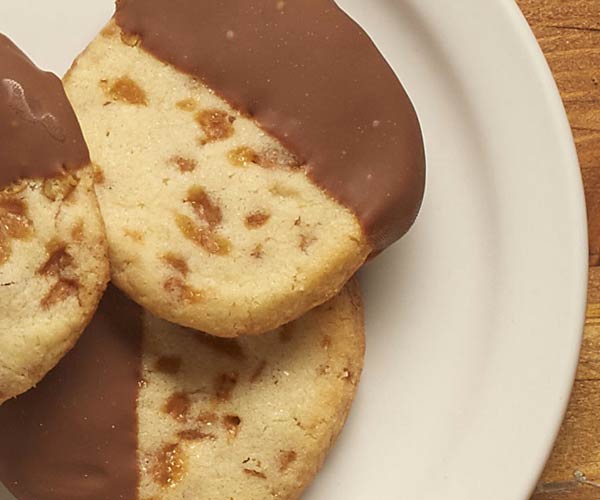 Photo of - Chocolate Dipped Pretzel Toffee Shortbreads