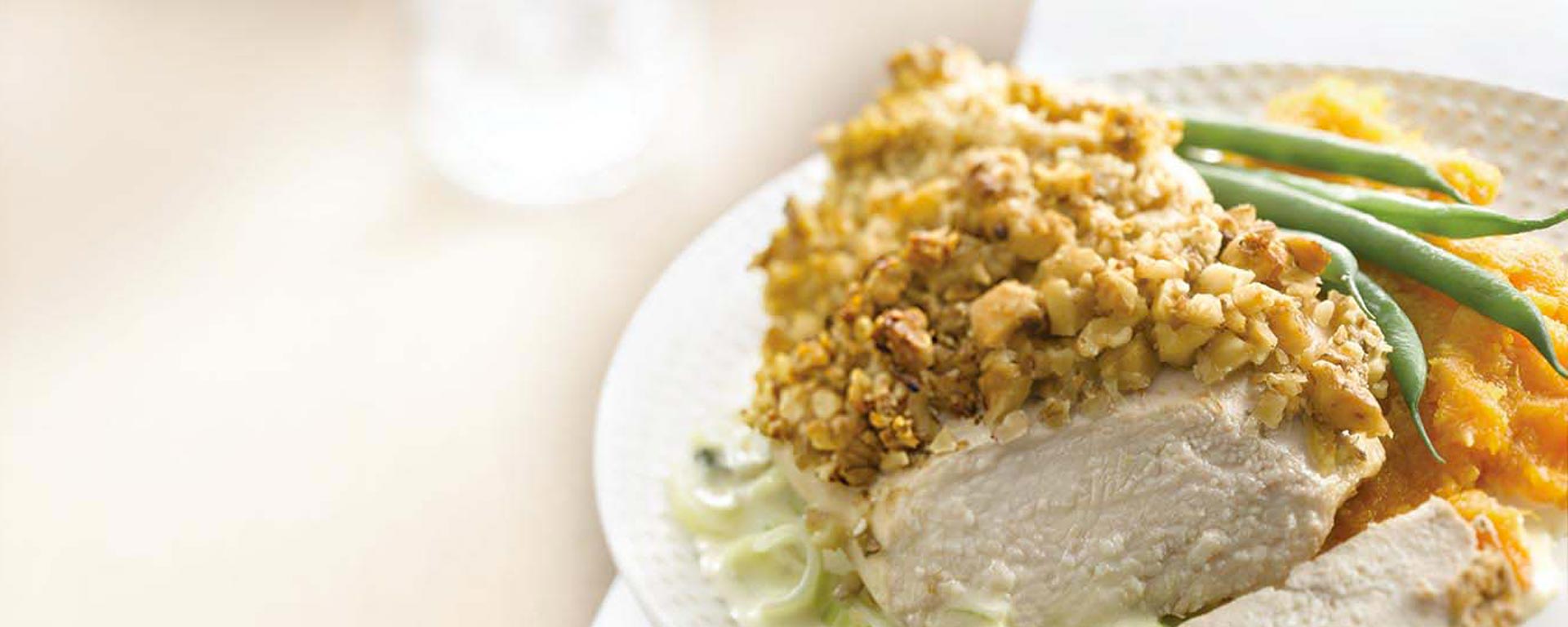 Photo for - Chicken with Walnut Crust and Sautéed Leeks
