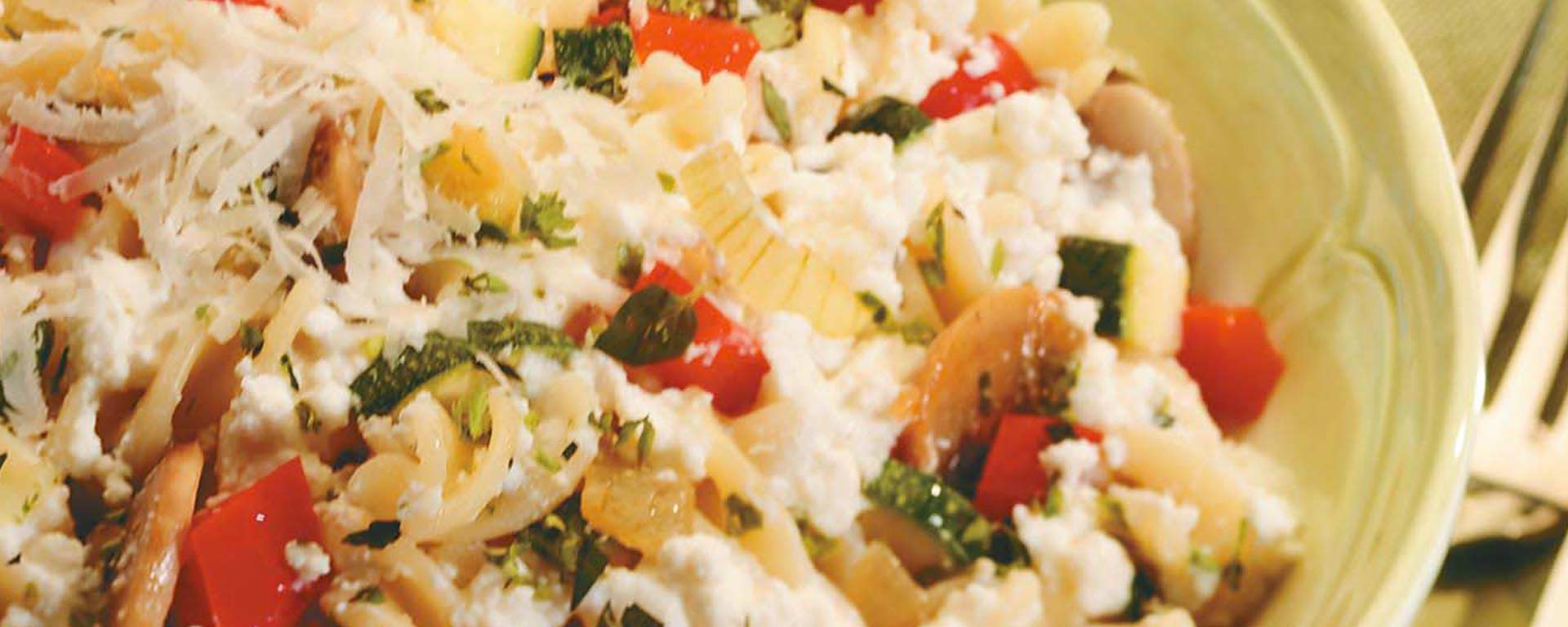 Photo of - Herbed Cottage Cheese Primavera with Pasta