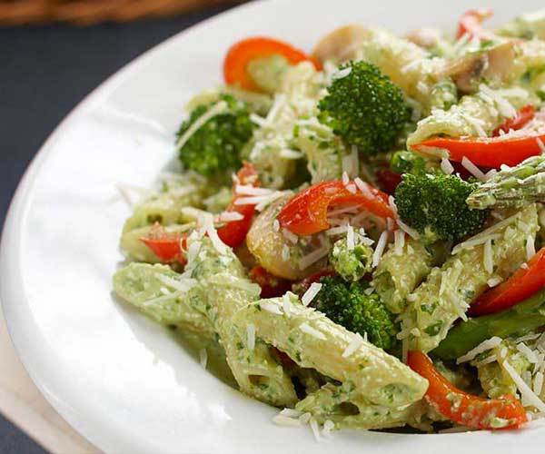 Photo of - Creamy Arugula Pesto Pasta Primavera