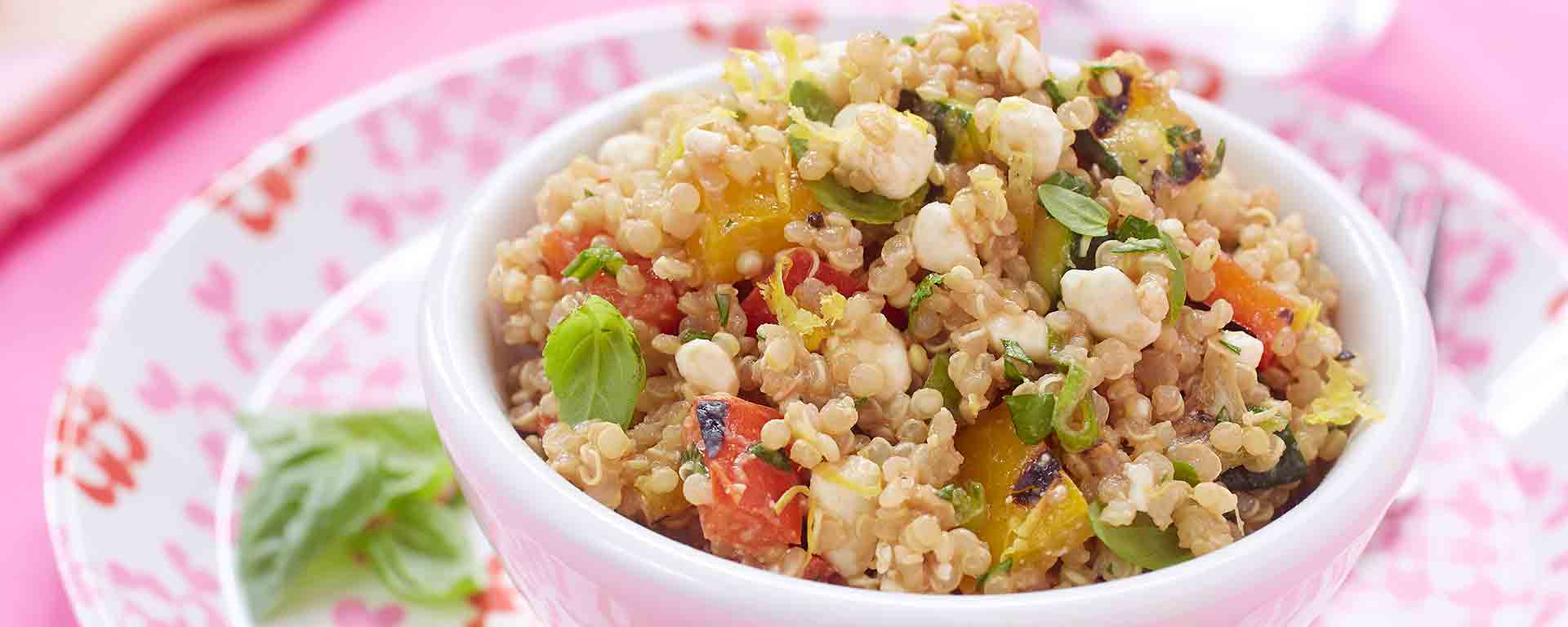 Quinoa Salad With Grilled Vegetables And Cottage Cheese Gay Lea