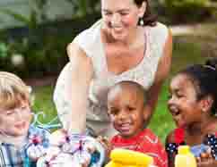 Woman with children