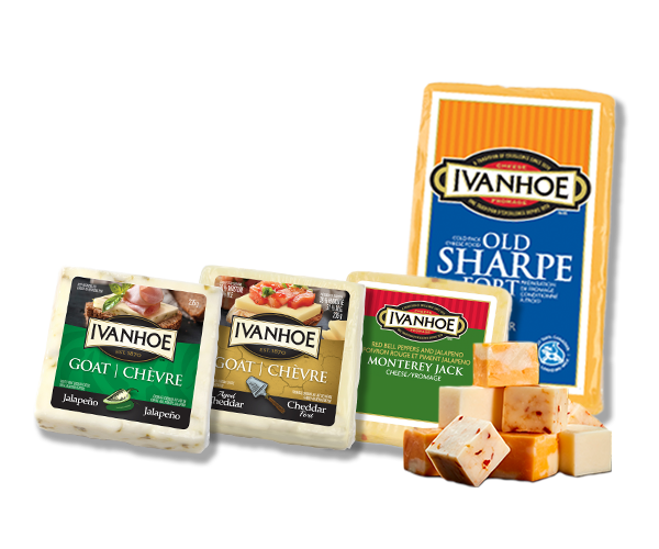 wrapped and cubed Ivanhoe cheese