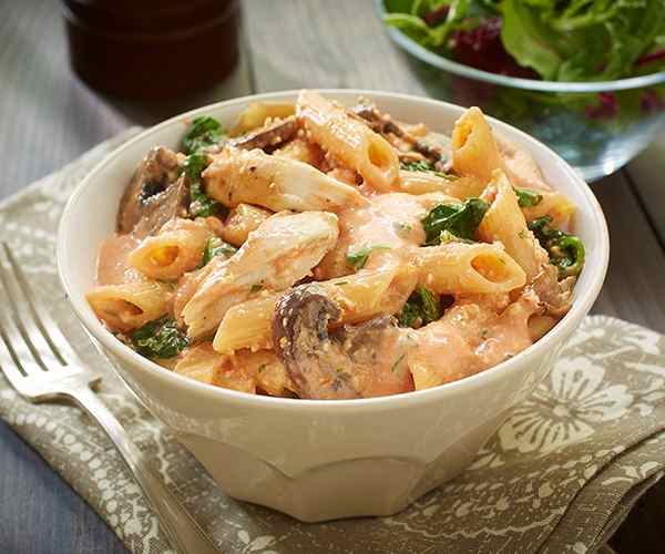 Photo of - Baked Chicken Penne Rosé with Spinach and Mushrooms