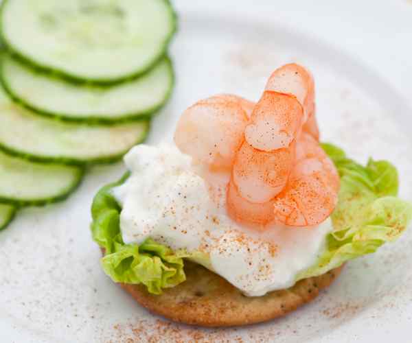 Photo of - Cottage Cheese and Shrimp Bagels