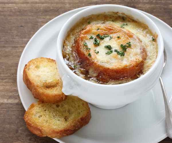 Photo of - French Onion Soup with Croutons au Gratin