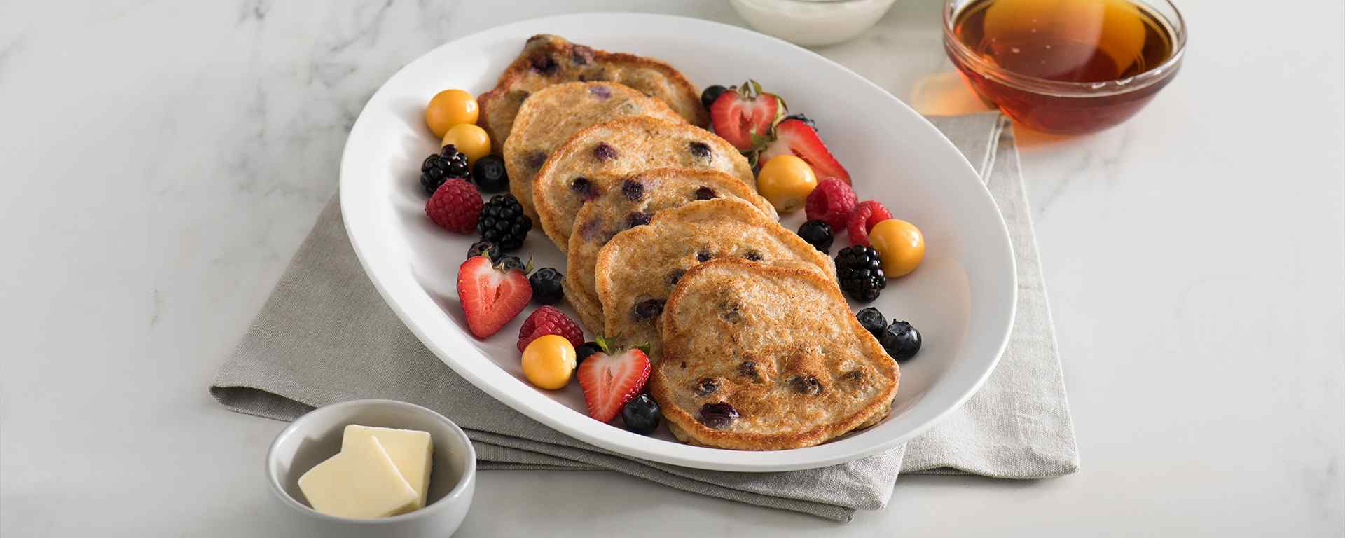 Photo of - Berry and Bran Cottage Cheese Pancakes