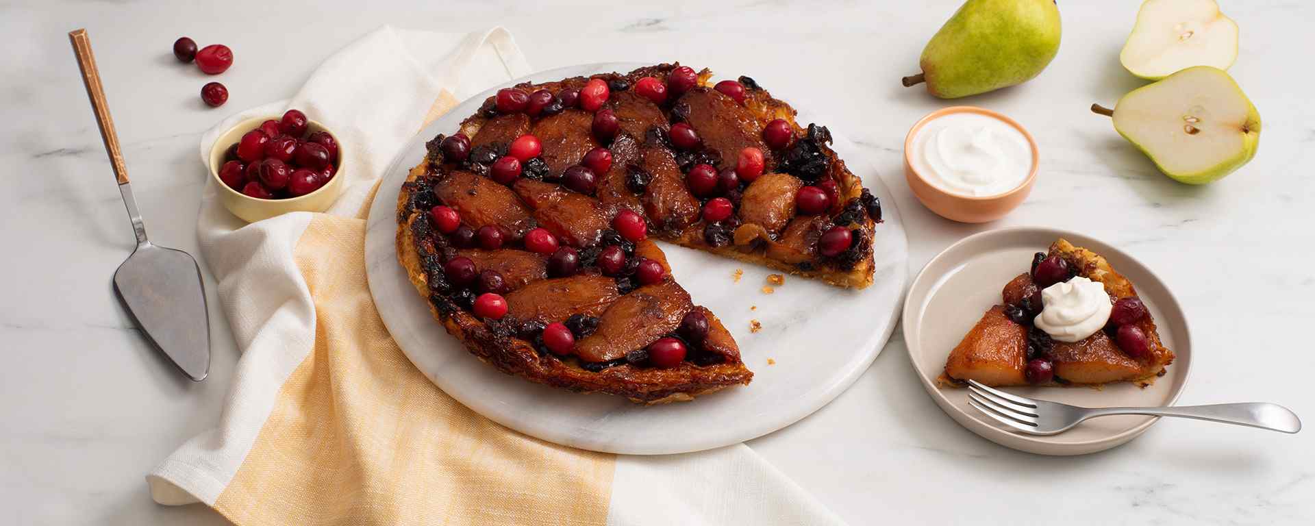 Photo of - Spiced Pear and Cranberry Tart Tatin