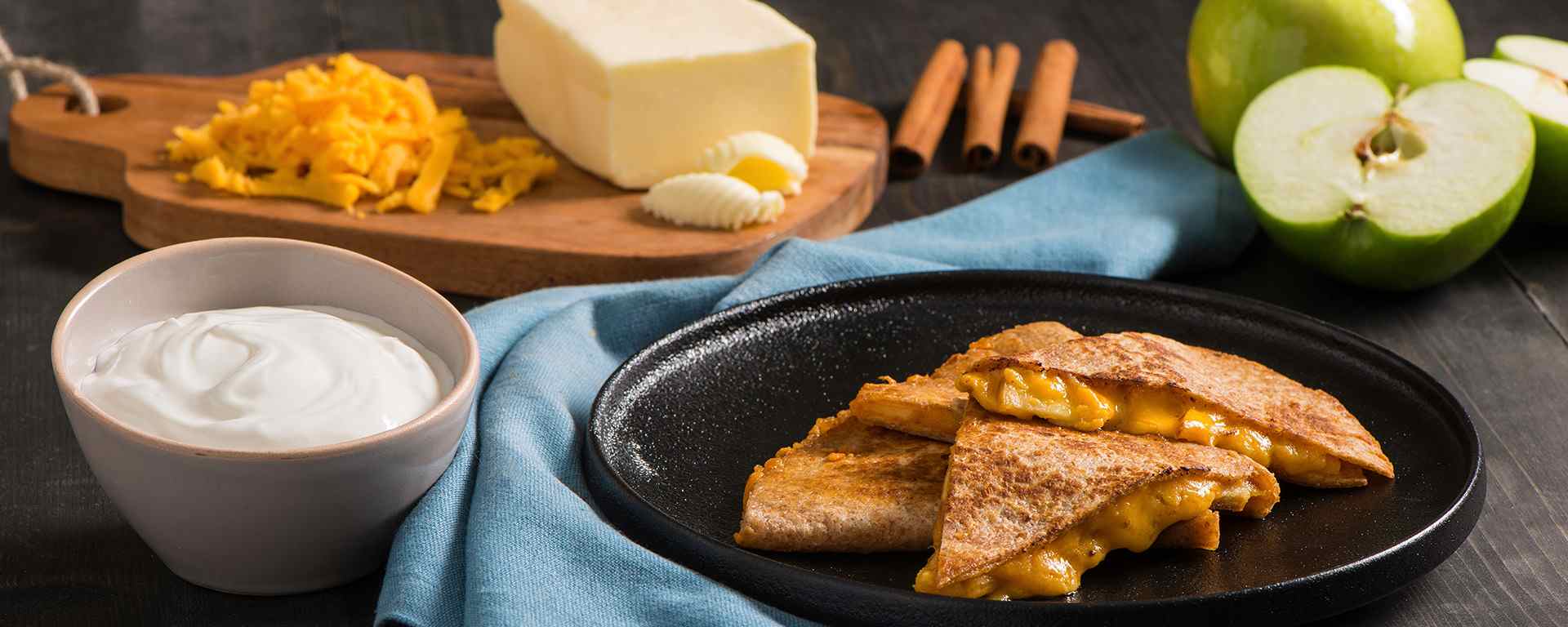 Apple Cheddar Quesadilla With Cinnamon Cottage Cheese Gay Lea