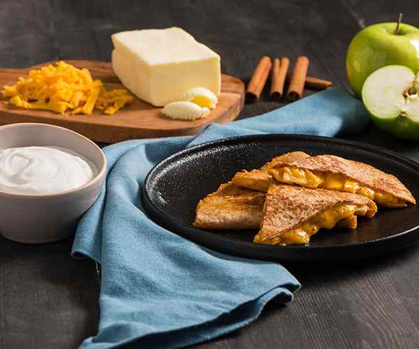 Photo of - Apple Cheddar Quesadilla with Creamy Cinnamon Cottage Cheese