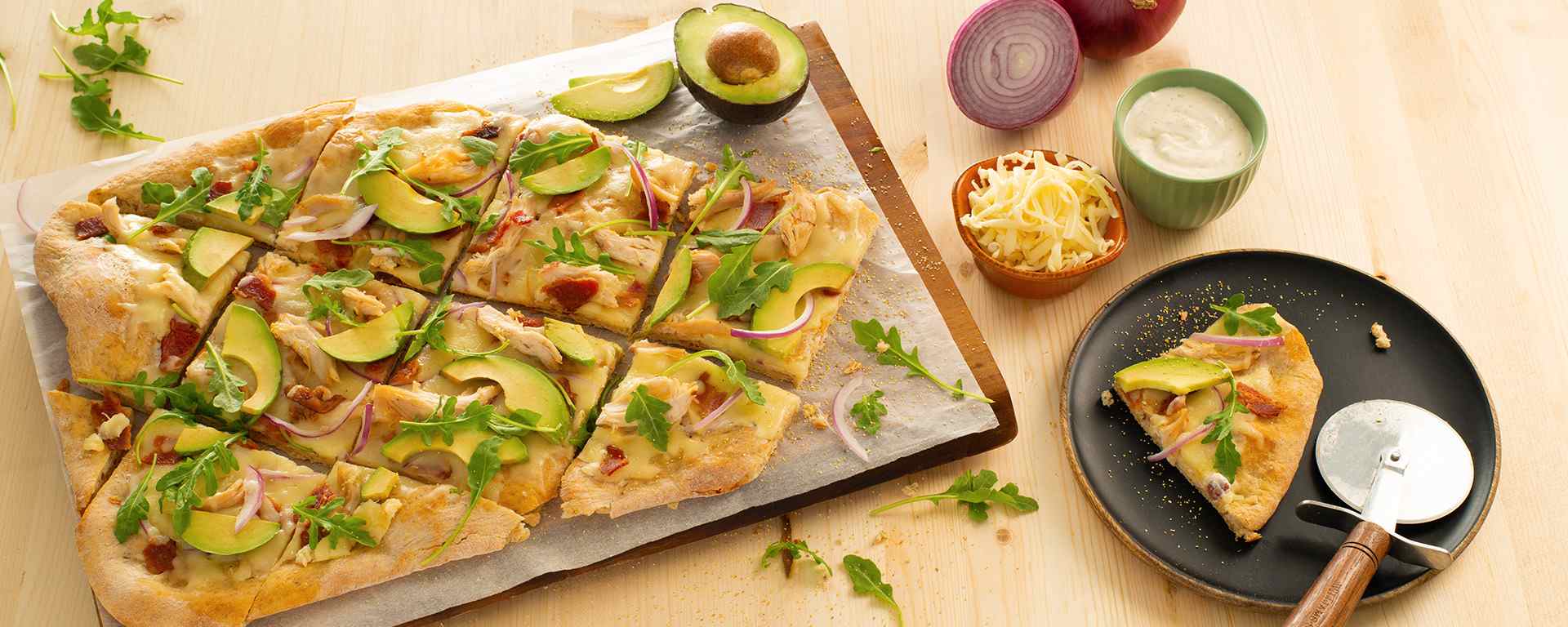 Photo of - California Chicken and Bacon Flatbread with Avocado