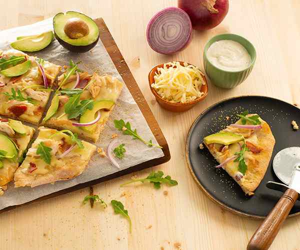 Photo of - California Chicken and Bacon Flatbread with Avocado