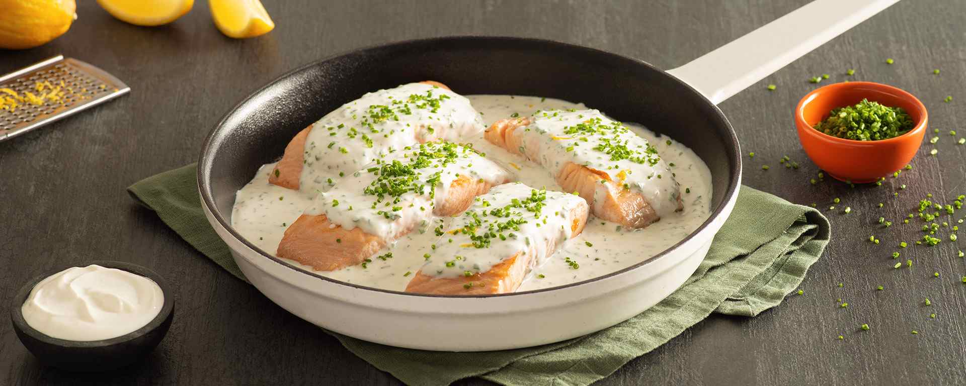 Photo for - Pan-Seared Salmon Fillets with Creamy Lemon-Chive Sauce