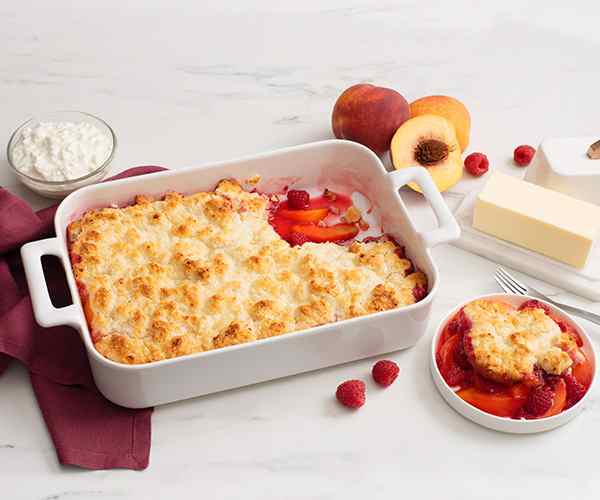 Photo of - Peach Raspberry Cottage Cheese Cobbler