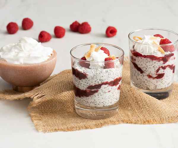 Photo of - Coconut Chia Pudding with Raspberry Swirl
