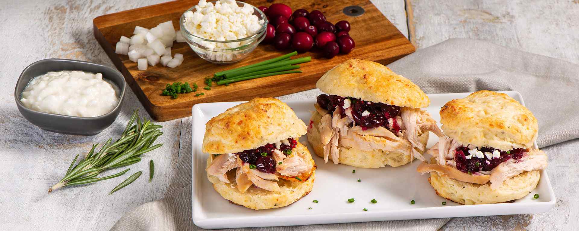 Photo of - Pulled Chicken Sliders on Rosemary Goat Cheese Scones