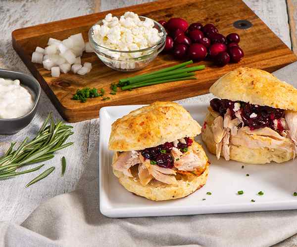 Photo of - Pulled Chicken Sliders on Rosemary Goat Cheese Scones
