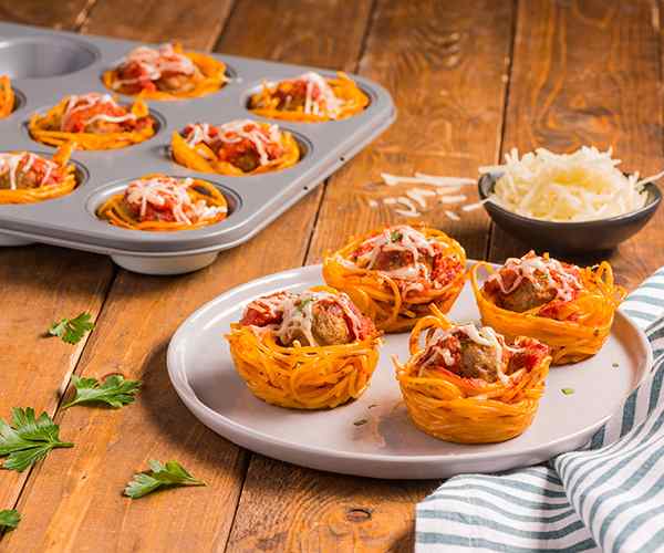 Photo of - Spaghetti and Meatball Bites