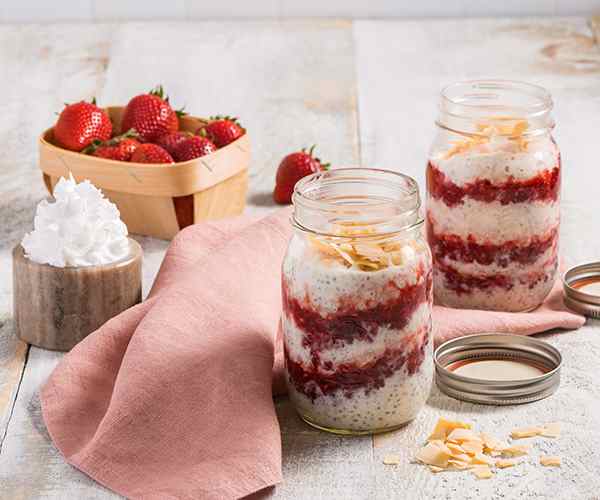 Photo of - Strawberry Coconut Overnight Protein Chia Oats