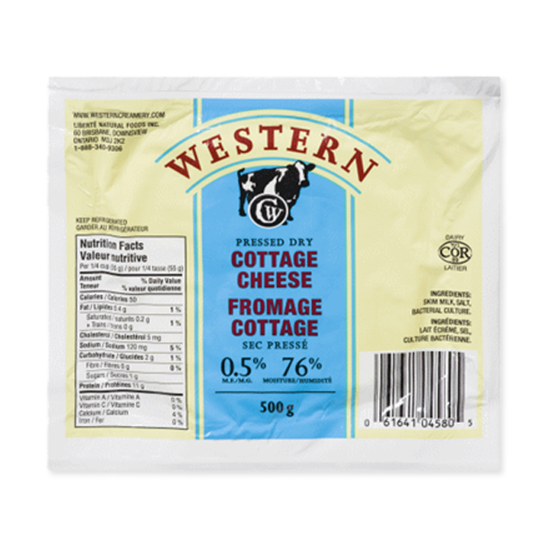 Western Pressed Dry Cottage Cheese Low Sodium 0 8 Mf Gay Lea