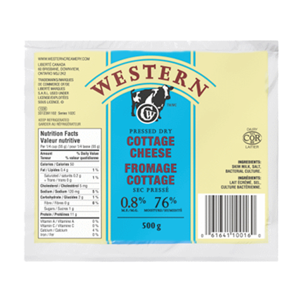 Western Pressed Dry Cottage Cheese Low Sodium 0 8 Mf Gay Lea