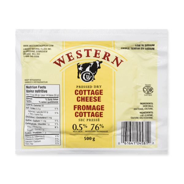 Western Pressed Dry Cottage Cheese Low Sodium 0 8 Mf Gay Lea