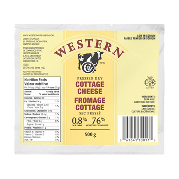 Western Pressed Dry Cottage Cheese Low Sodium 0 8 Mf Gay Lea