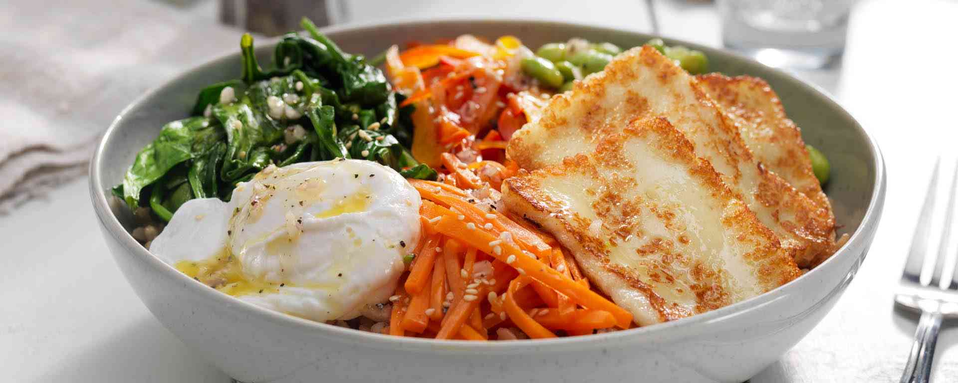Photo of - Health Bowl with Halloumi and Poached Egg