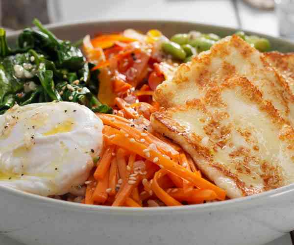 Photo of - Health Bowl with Halloumi and Poached Egg