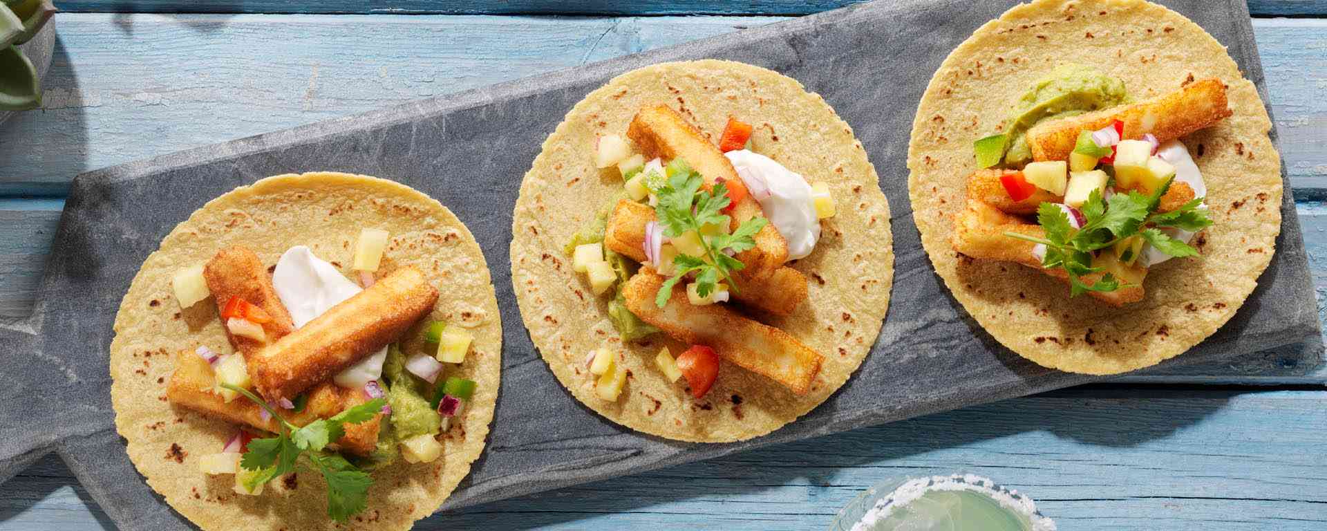 Photo of - Halloumi Taco Appetizer with Pineapple Salsa