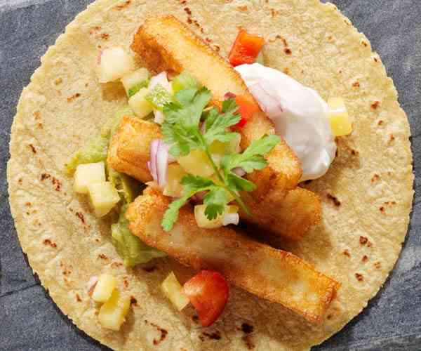 Photo of - Halloumi Taco Appetizer with Pineapple Salsa