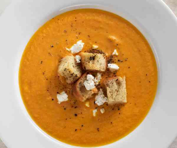 Photo of - Smoky Carrot and Goat Cheese Soup