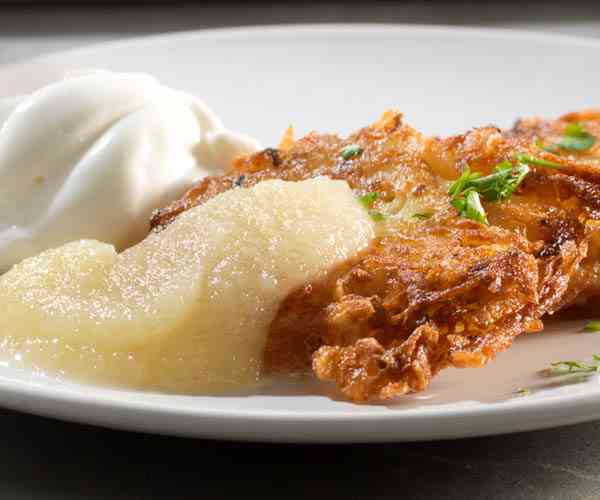 Photo of - Cheddar Latkes with Apple Sauce