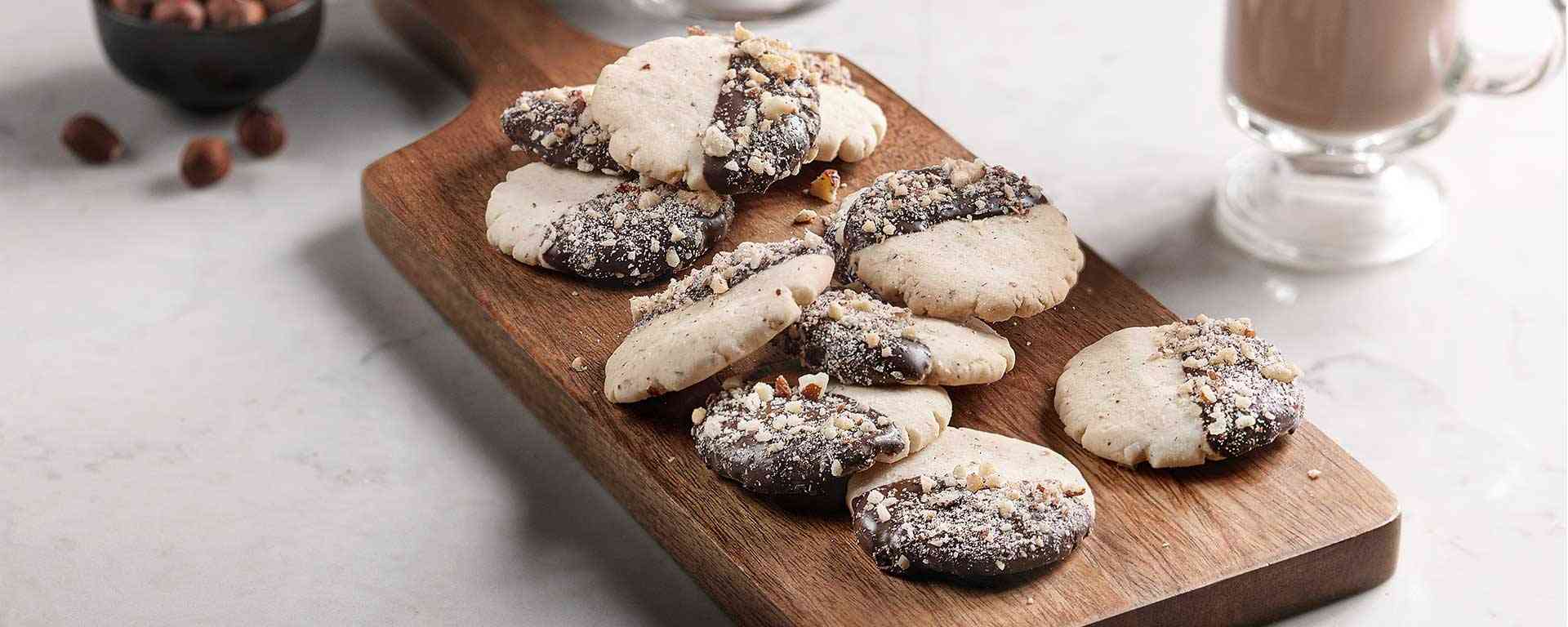 Photo of - Chocolate Dipped Hazelnut Shortbread